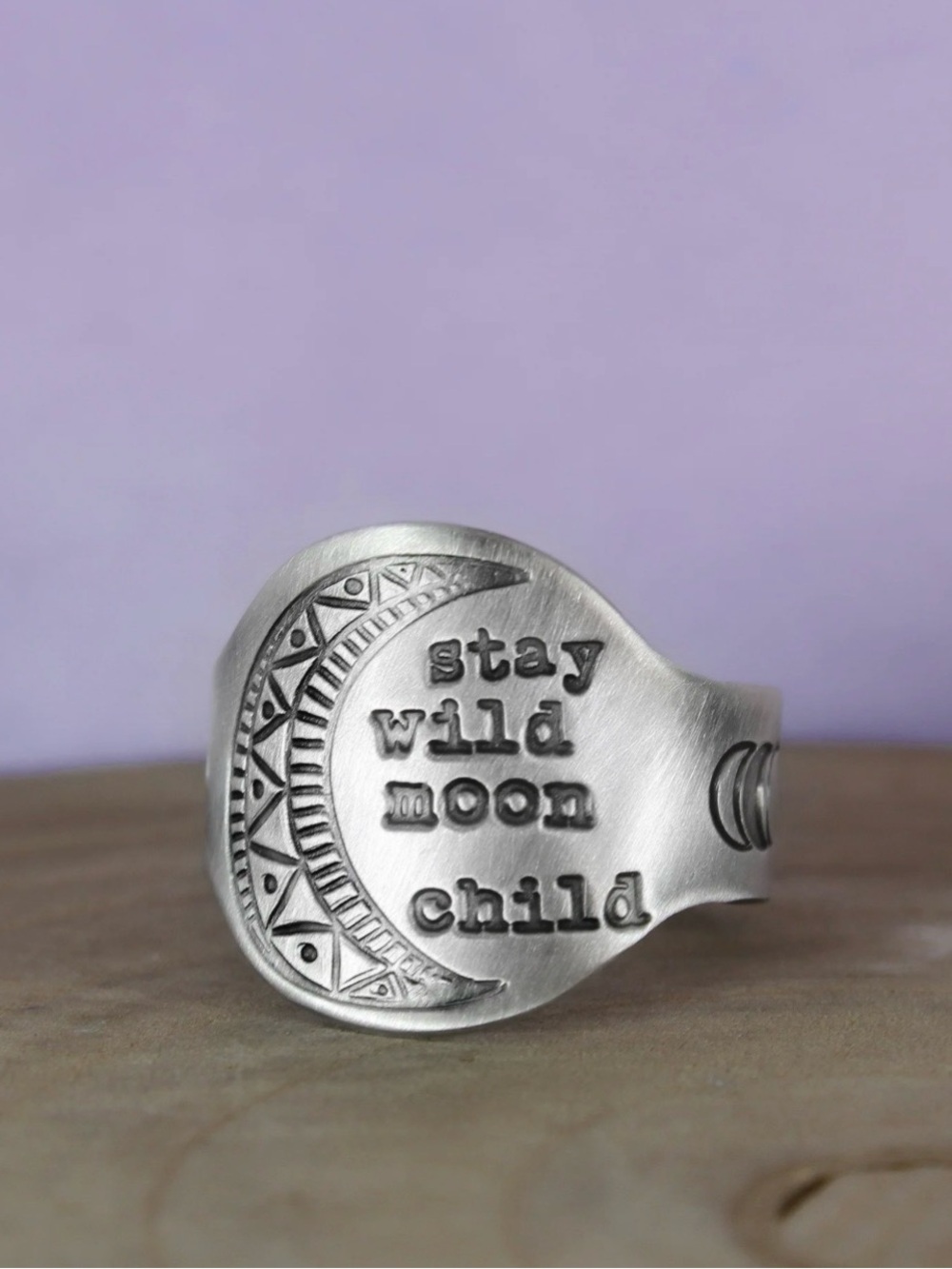 💥3/$28 New Stay Wild Moon Child Bohemian Vintage Style Moon Phase Signet Ring - Picture 7 of 16